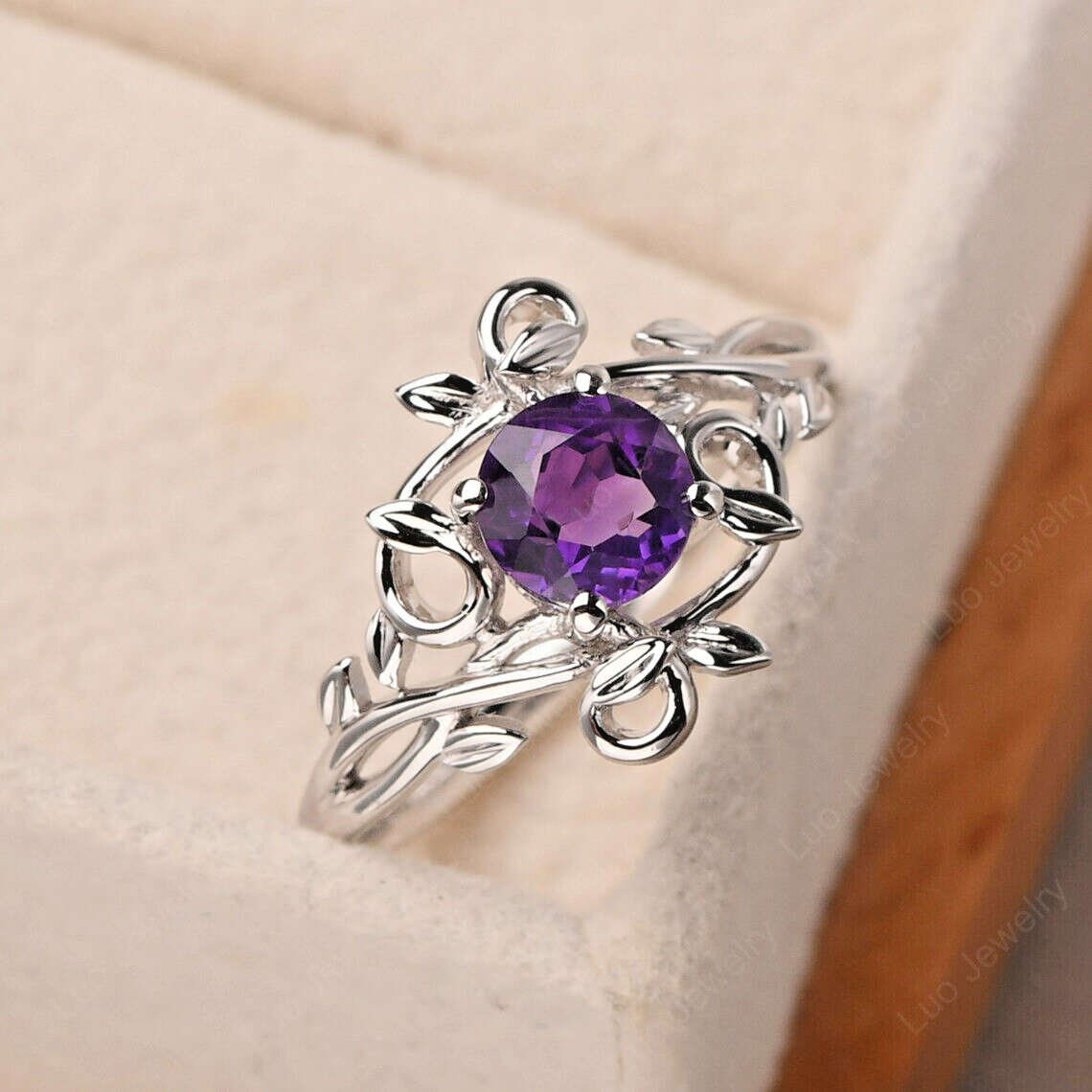 Natural Amethyst Engagement Ring 925 Sterling Silver Ring Any Size