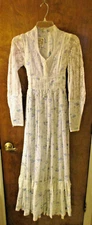 Vintage 1970's Gunne Sax Jessica San Francisco Sz 5  White Maxi Dress BlueFloral
