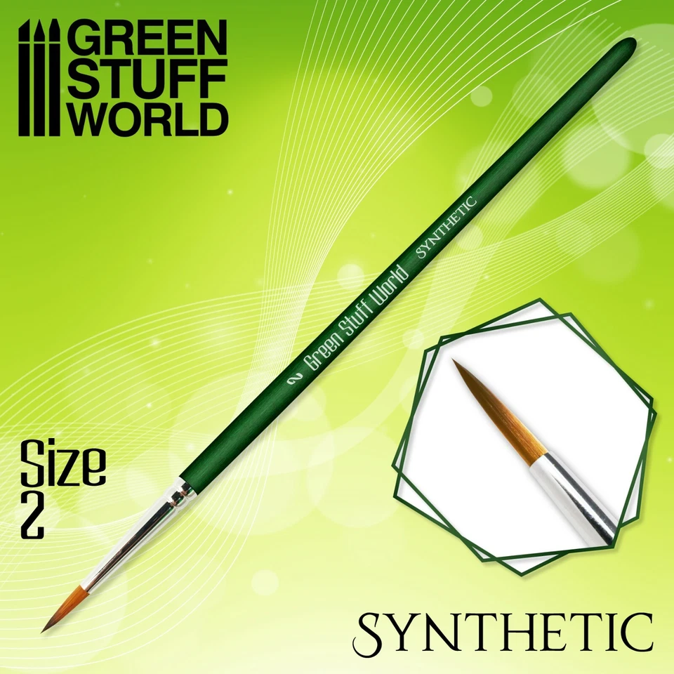 GREEN STUFF WORLD GREEN SERIES Pennelli Sintetico Tondo - misure #2 - MODELLISMO - Ergonomico..