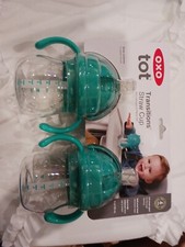 OXO Tot 2 Pac 6 Ounce Transitions Straw Cup with Removable Handles - Teal - New