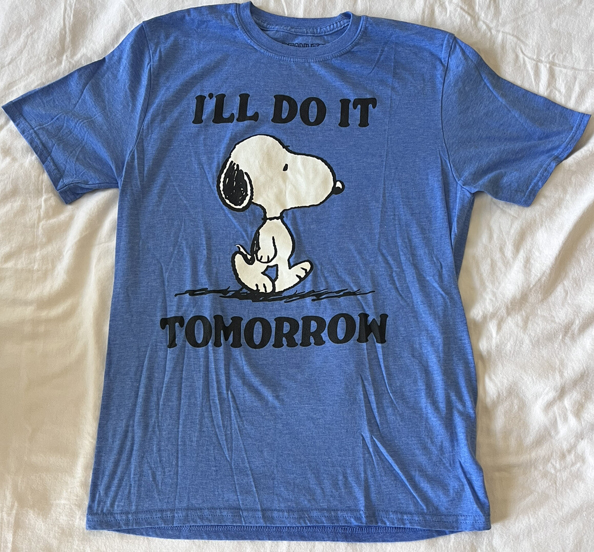 PEANUTS SNOOPY I'LL DO IT TOMORROW BLUE T SHIRT SIZE M | eBay