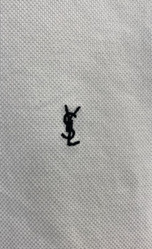 Saint Laurent Women Adults White Solid Cotton Short Sleeve Polo Shirt Size Large - Picture 6 of 7