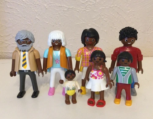 Playmobil Custom Figure Set African American Family Old & Young Couple Baby Kids