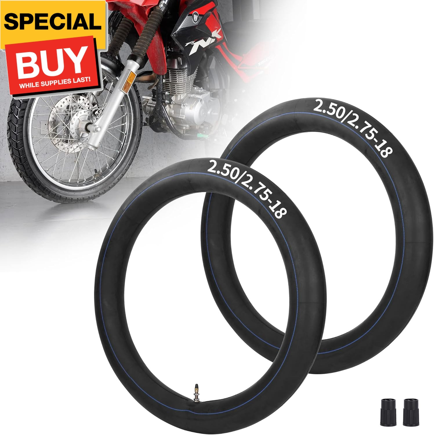 2.50-18 2.75-18 2.50/2.75-18 Inner Tubes with TR4 Straight Valve Stem for 80/90-