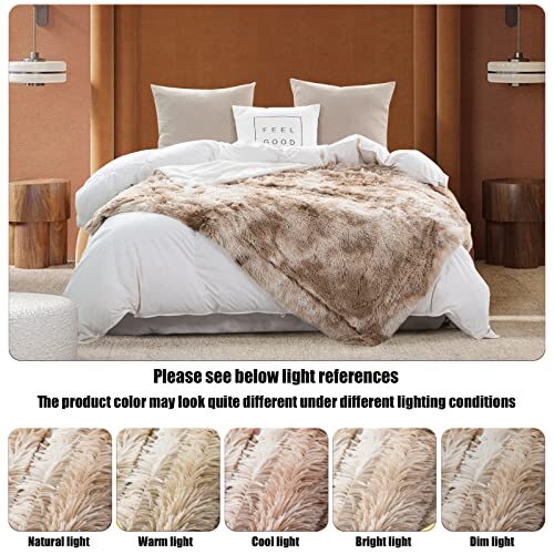 GONAAP Fuzzy Faux Fur Throw Blanket Tie-dye Beige Super Soft Cozy Plush Fuzzy