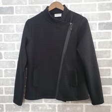 Elements Athleisure Jacket Womens Medium Black Textured Knit Cross Zip Gym