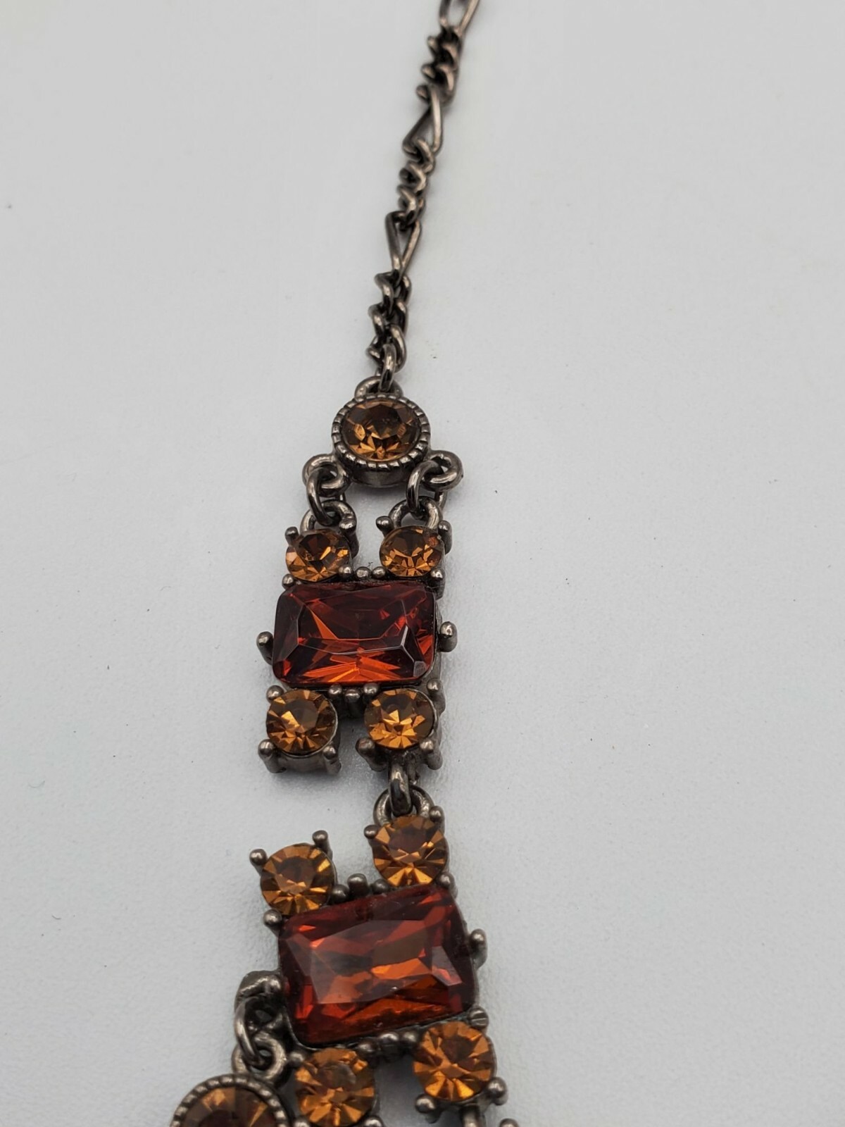 Multi shape Rhinestone dangle drop chain necklace… - image 7