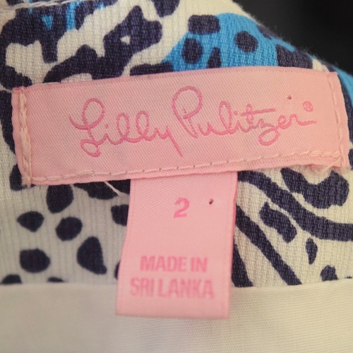 Lilly Pulitzer Skirt 2 Blue Floral Embroidered Eyelet Stretch Cotton Mini Skort - Picture 3 of 6