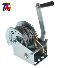 1200Lbs Silvery High Carbon Steel Hand Crank Gear Winch For Trail Boat Winch