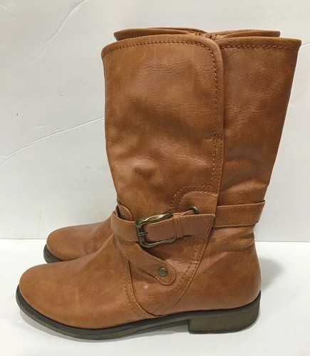 Tan Vegan Leather Motorcycle Boot 