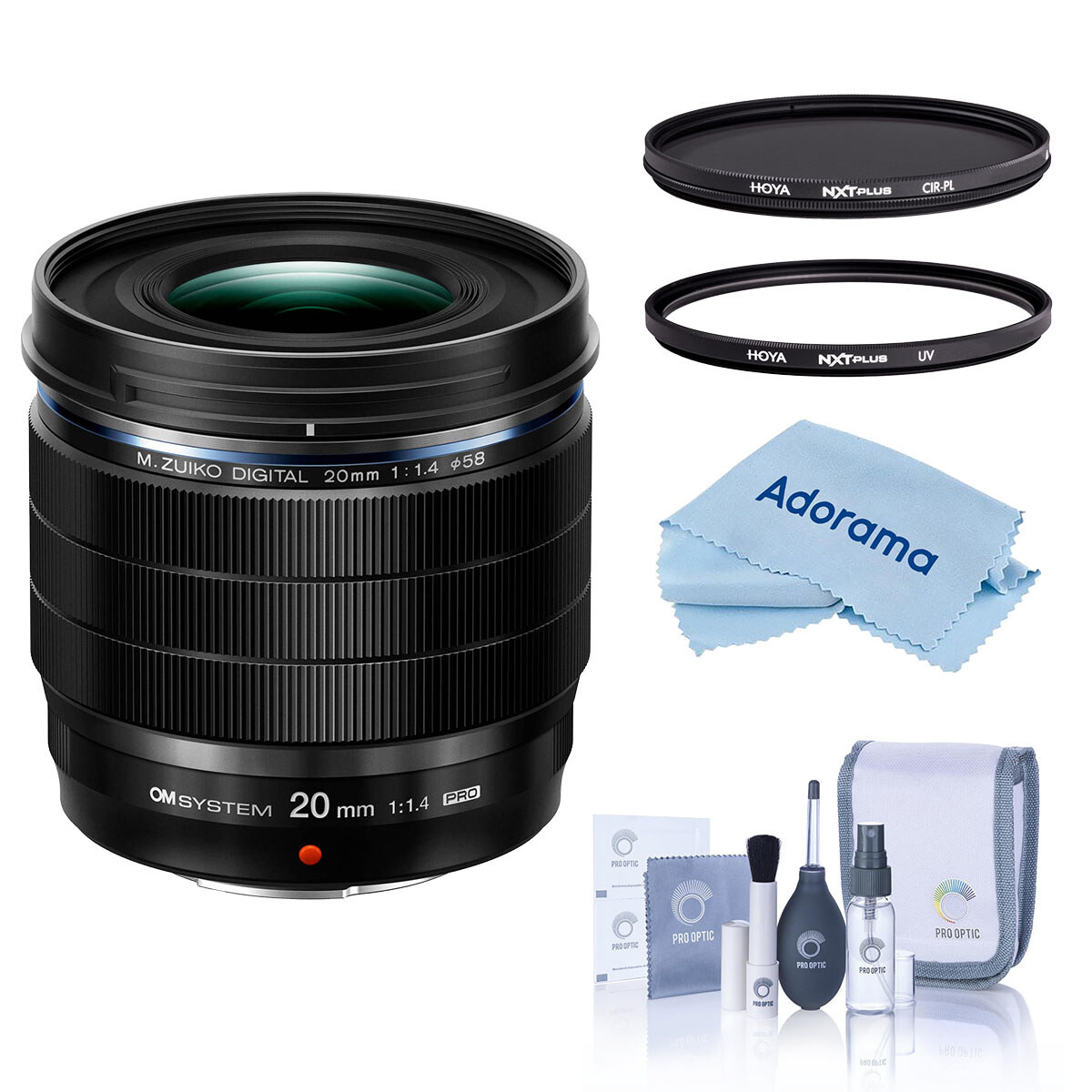 Объектив OM SYSTEM M.Zuiko Digital ED 20mm f/1.4 PRO с 58-миллиметровыми фильтрами UV CPL