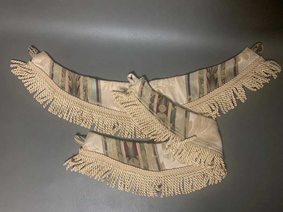 "Corbatas de cortina Croscill damasco rayas borlas trenzadas 24""" Foto 2 de 4