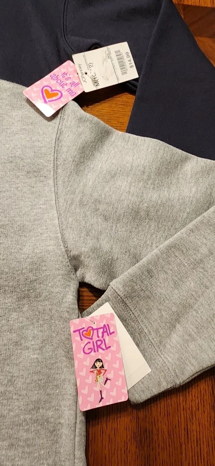TOTAL GIRL SUDADERAS BÁSICAS CUELLO REDONDO M(10-12) ~JUEGO DE 2~GRIS Y AZUL MARINO~ALGODÓN Y POLIÉSTER Foto 4 de 4