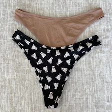 2 Pair Victoria's Secret Pink Med Smooth Cotton High-Leg Thong Panty Underwear