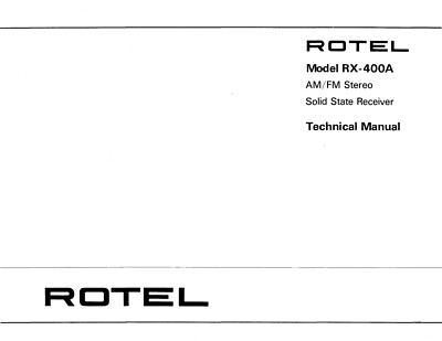 Manuale Di Servizio Per Rotel RX-400 A | eBay