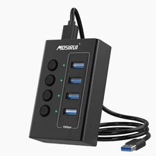USB Hub 3.2 4 Ports USB Hub Multiport Adapter with 4×10Gbps Data Ports Indepe...