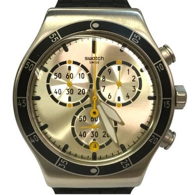 SWATCH NEW IRONY CHRONO JUMP HIGH Watch Men's Analog Quartz Round SS Silver Used