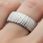 Men’s 8mm Tungsten Wedding Band With Silver Finish and Engraved Bark Design — photo 1