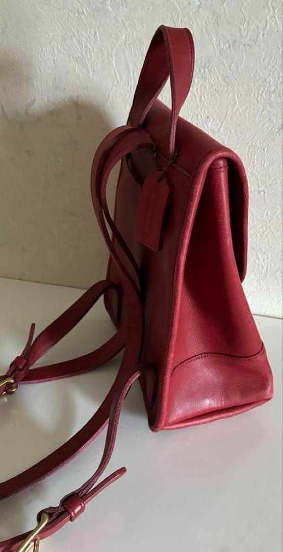 Vintage COACH 9960 Red Leather Backpack Turnlock Flap