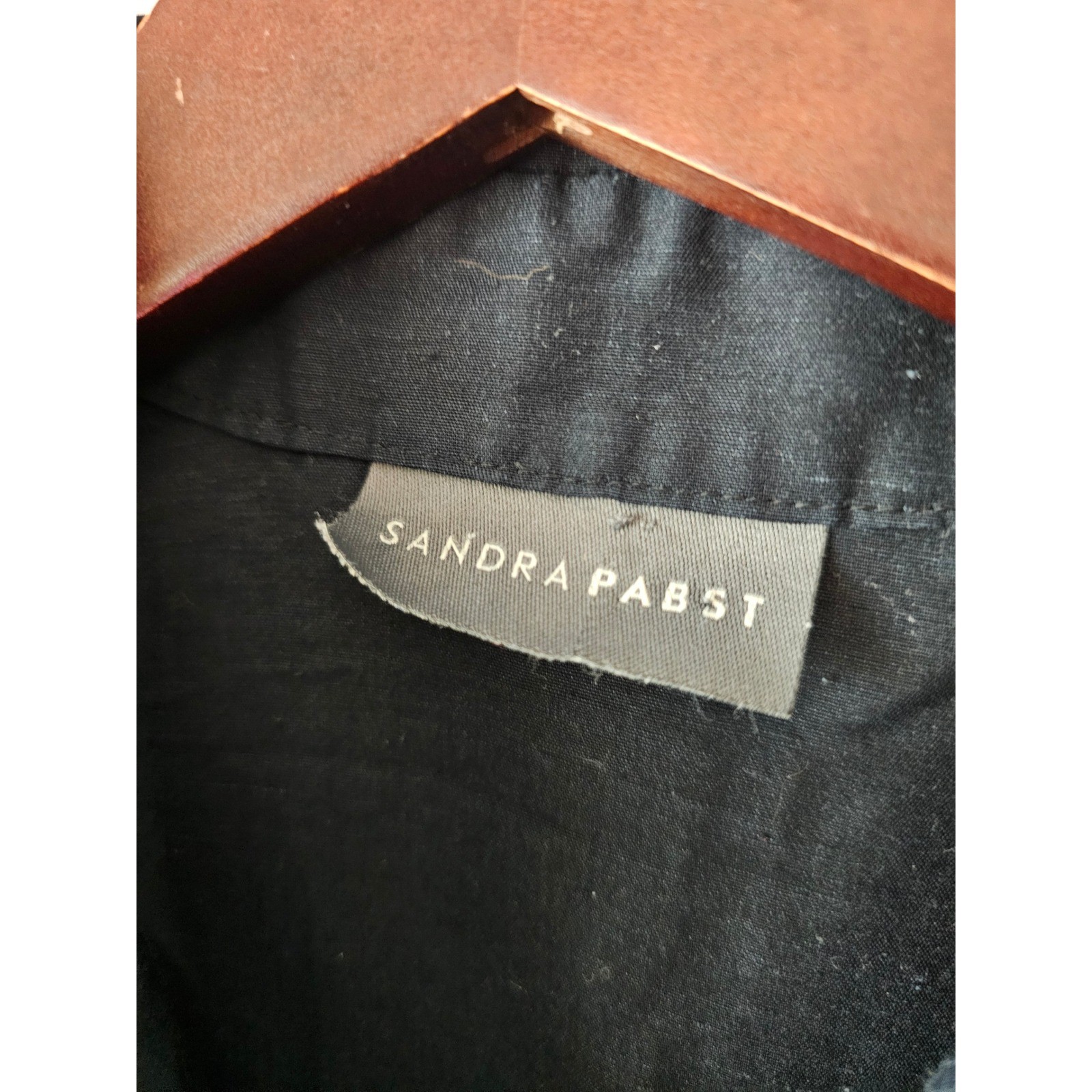 SANDRA PABST Black Collared Button Front Long Sle… - image 4