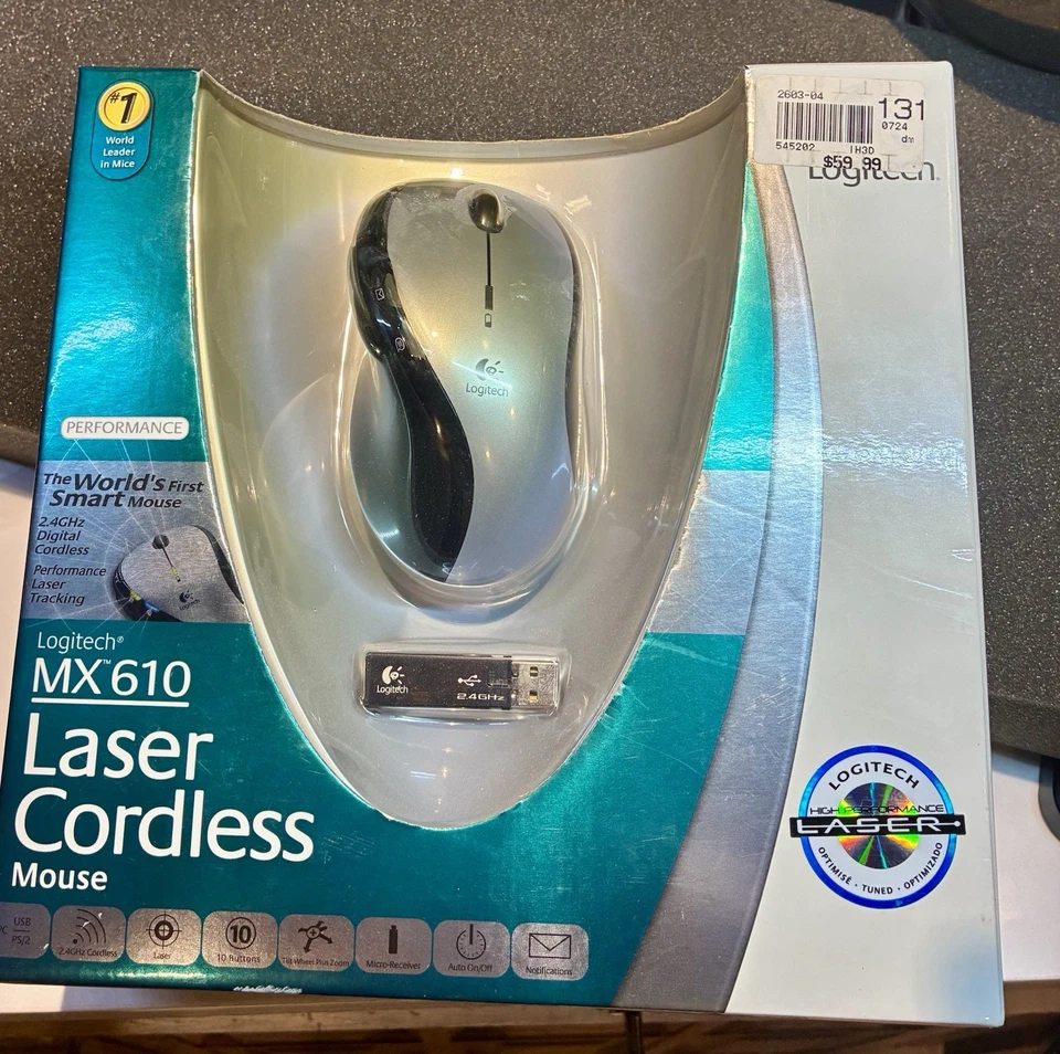 Logitech MX 610 MX610 Wireless Cordless Laser Mouse - NEW SEALED! - Image 2 of 3