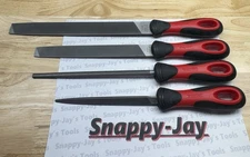Snap-on Tools NEW RED 4pc Soft Grip Handle Mixed File Set SGFMX104