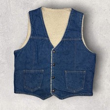 Vintage 80s 90s Wrangler Sherpa Denim Vest Mens Size Large