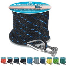 Anchor Rope 50 ft x 3/8 inch, Premium Solid Braid MFP Anchor Line, Boat Ancho...