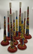 LOT OF 10 VINTAGE METAL PARTY HORNS NOISEMAKERS US METAL TOY MFG CO
