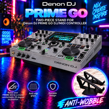 2X Denon DJ PRIME GO + Elevated Stands | Heavy duty Anti-Slip Grips Anti-Wobble