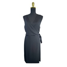 LOFT Black V-Neck Dress Size 16 | Crossover Chest |