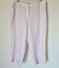 NWT Talbots 100 Linen Curvy Cropped Pant Zip Pocket Light Pink Plus Petite 14WP