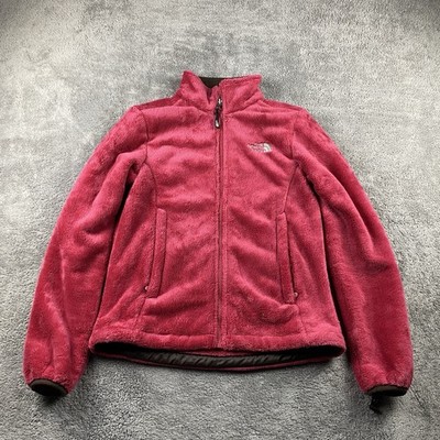 The North Face Full Zip Jacket Mock Neck Womens XS S Osito Pink Fuzzy Fleece