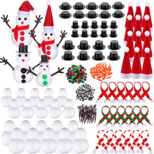 462 Pcs Christmas Snowman DIY Craft Kit 20 Snowman Model Foam Balls 32 Mini Blac