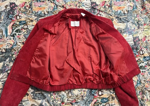 Vtg 1980s Lord & Taylor Red Suede Cropped Jacket Women’s S/M Retro Bold Look - Picture 7 of 8