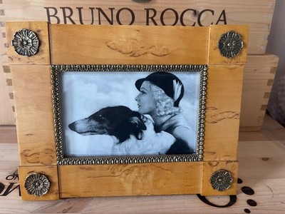Karelian birch photo frame with bronze decorative elements