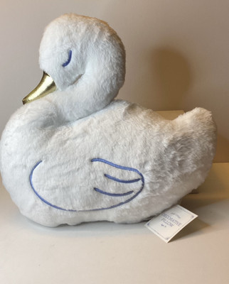 Bullseye  White  Swan  Pillow With Gold Beak