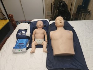 prestan cpr manikins adult and infant used. Included AED trainer