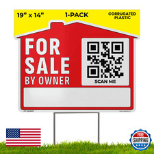 19 14 For Sale by Owner Sign 1-Pack - Weatherproof, Double-Sided  Corrugated