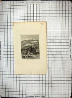 Original alter antiker Druck Gravur Ansicht Seven Oaks Kent England