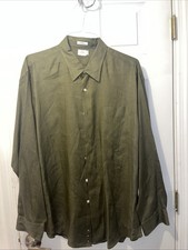 J Crew Vintage 90s Green Linen Single Pocket Button Shirt XL