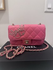 Chanel Pink Mini Flap Bag Quilted Leather Pea...