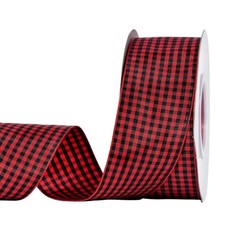 1 1/2 inch 25 Yards Gingham Ribbon Red and Black Buffalo Check Ribbon Crafts ...