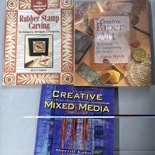 3 book lot Rubber Stamp Carving,Paper Art and Mixed Media