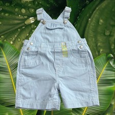 New VTG 2003 Gymboree Under the Sea Boys Light Blue Shortalls - 3-6 Months