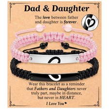 Matching Heart Bracelets for Dad Daughter Birthday Valentine's Father's Day G...