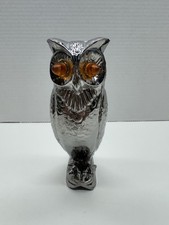 Chrome Owl Hood Ornament Amber Glass Eyes Car Mascot Reproduction Chrome Owl Hood Ornament Amber Glass Eyes Car Mascot Reproduction