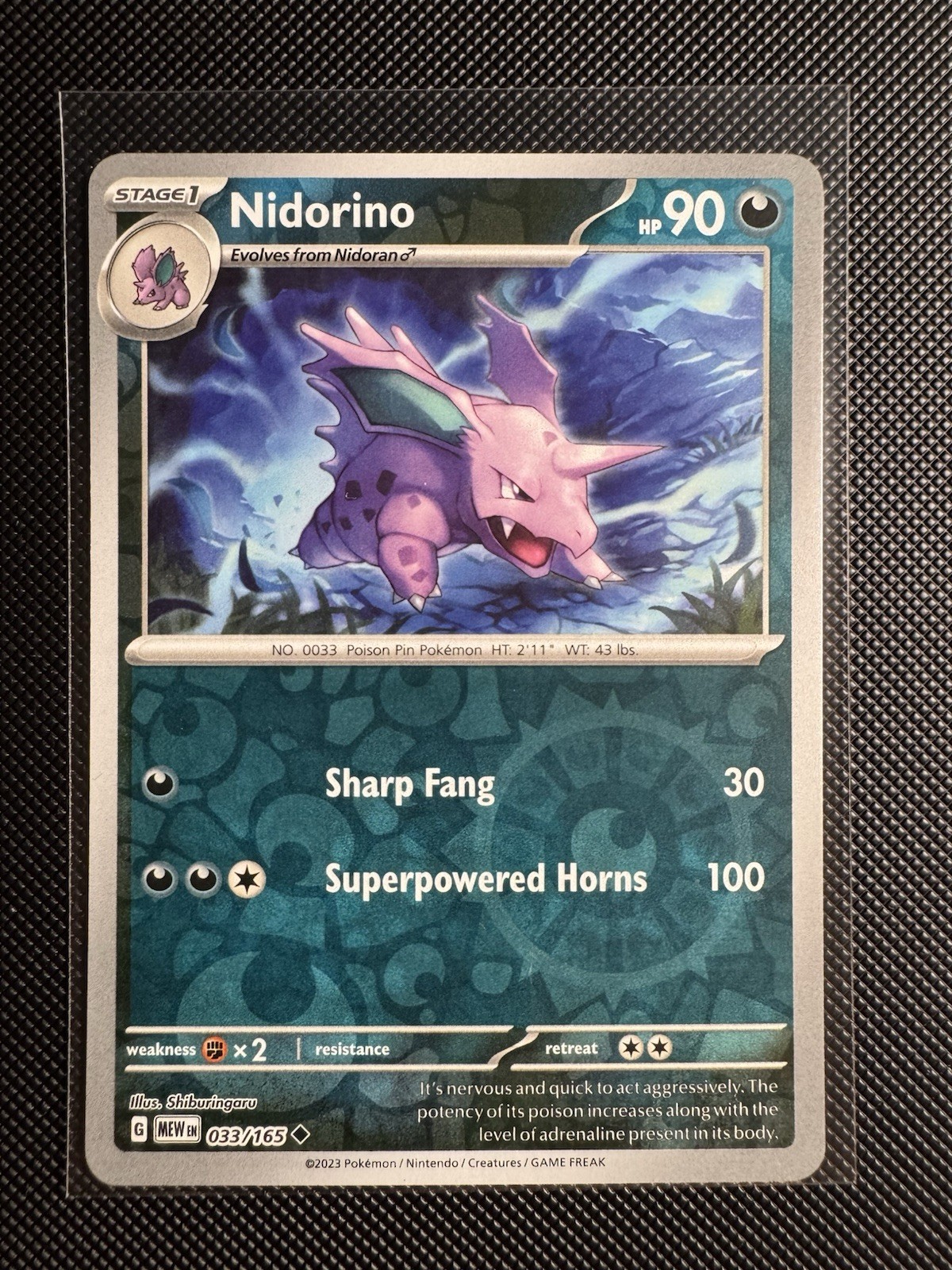 Pokémon - 151 - Nidorino - 033/165 - Reverse Holo - ENGLISH - NM/M