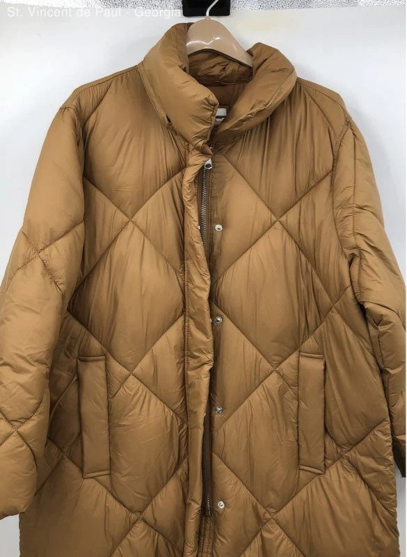 Abrigo largo acolchado marrón resistente a la intemperie Abercrombie & Fitch para mujer M Petite Foto 3 de 4