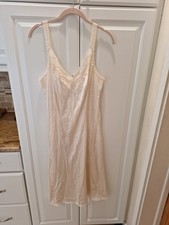VTG Maidenform Something Special Nylon Full Slip Dress sz 38 BEIGE Lace